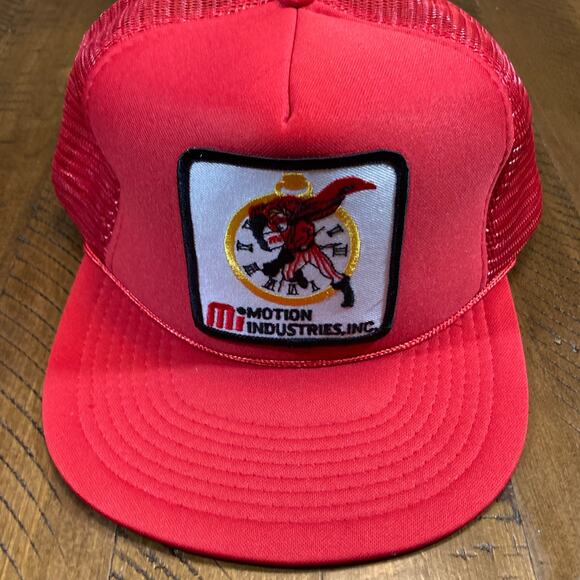 Sportcap Other - Vintage Red Snapback Hat Motion Industries INC Big Embroidered Logo Patch